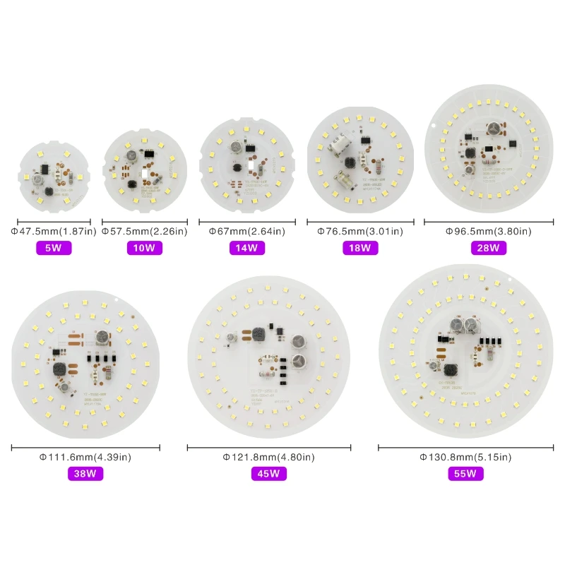 LED Chip 55W 45W 38W 28W 18W 14W 10W 5W for Light Bulb 2835SMD DOB Round Light Beads AC 220V No Flicker Bulb Chips Lighting Lamp