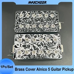 Hollow Brass Cover Alnico 5 LP Guitar Humbucker Pickup 4 Conduct Cable 7.5k/15k Coil Splitting Pickup for LP Guitar Chrome