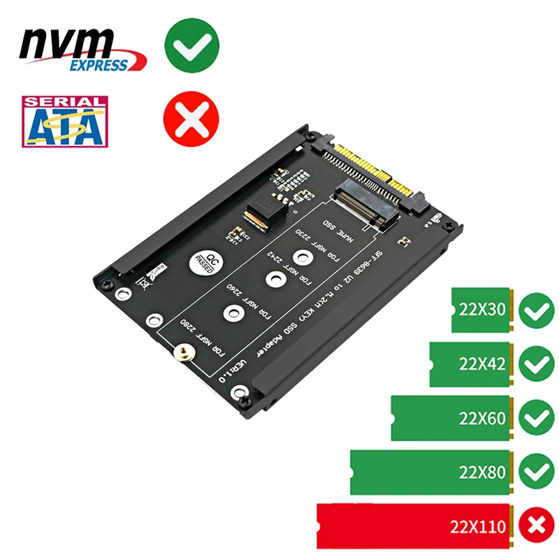 Convertidor elevador M.2 NVME Key M SSD a SFF-8639 U.2, adaptador con soporte de marco para PC de escritorio, compatible con 2230, 2242, 2260, 2280 M.2 SSD