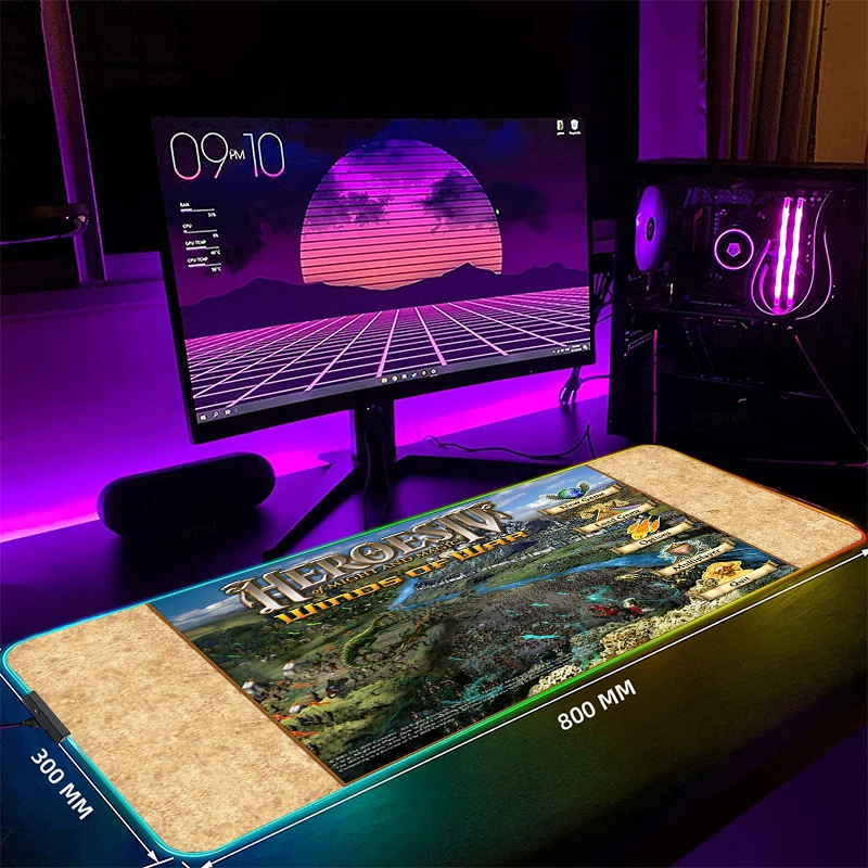 

Large LED Desk Mats XXL RGB Computer Mousepad Heroes Of Might And Magic 90x40cm Backlight Keyboard Mat Table Pad