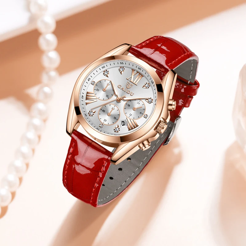 여성을위한 고급 가죽 쿼츠 시계 패션 고품질 숙녀 손목 시계 드레스 시계 우아한 선물 Relogio Feminino