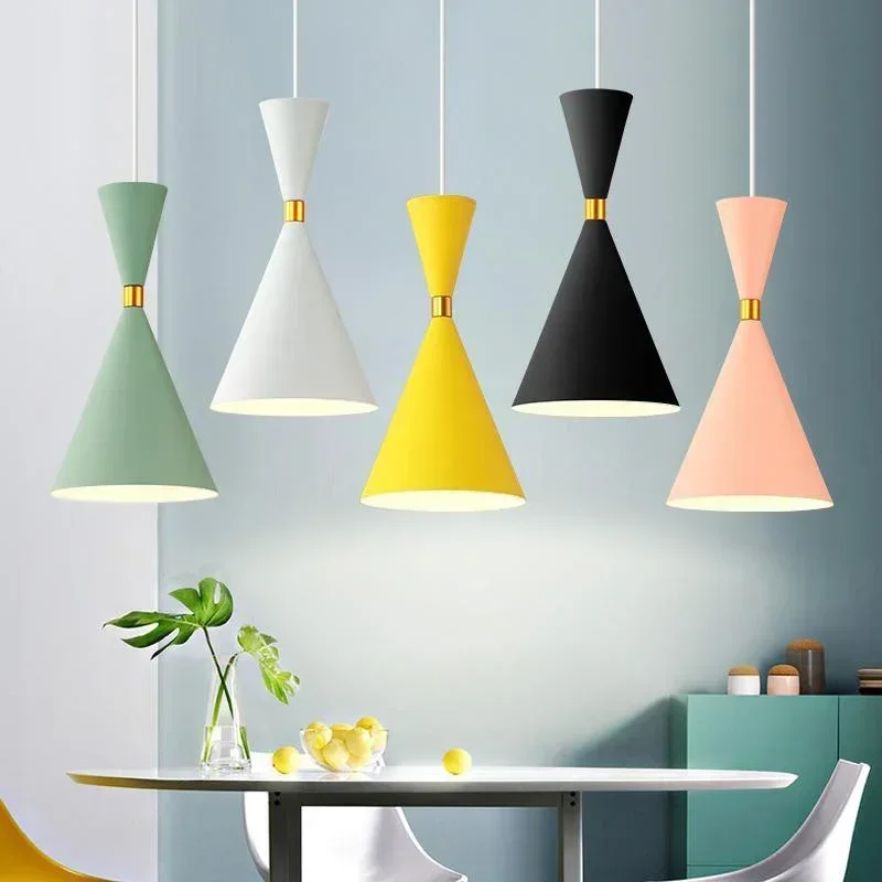 Simplicity Colorful Nordic Funnel-shaped LED Pendant Light Indoor Hanging Lamp for Living Dining Room Home Decoration Chandelier