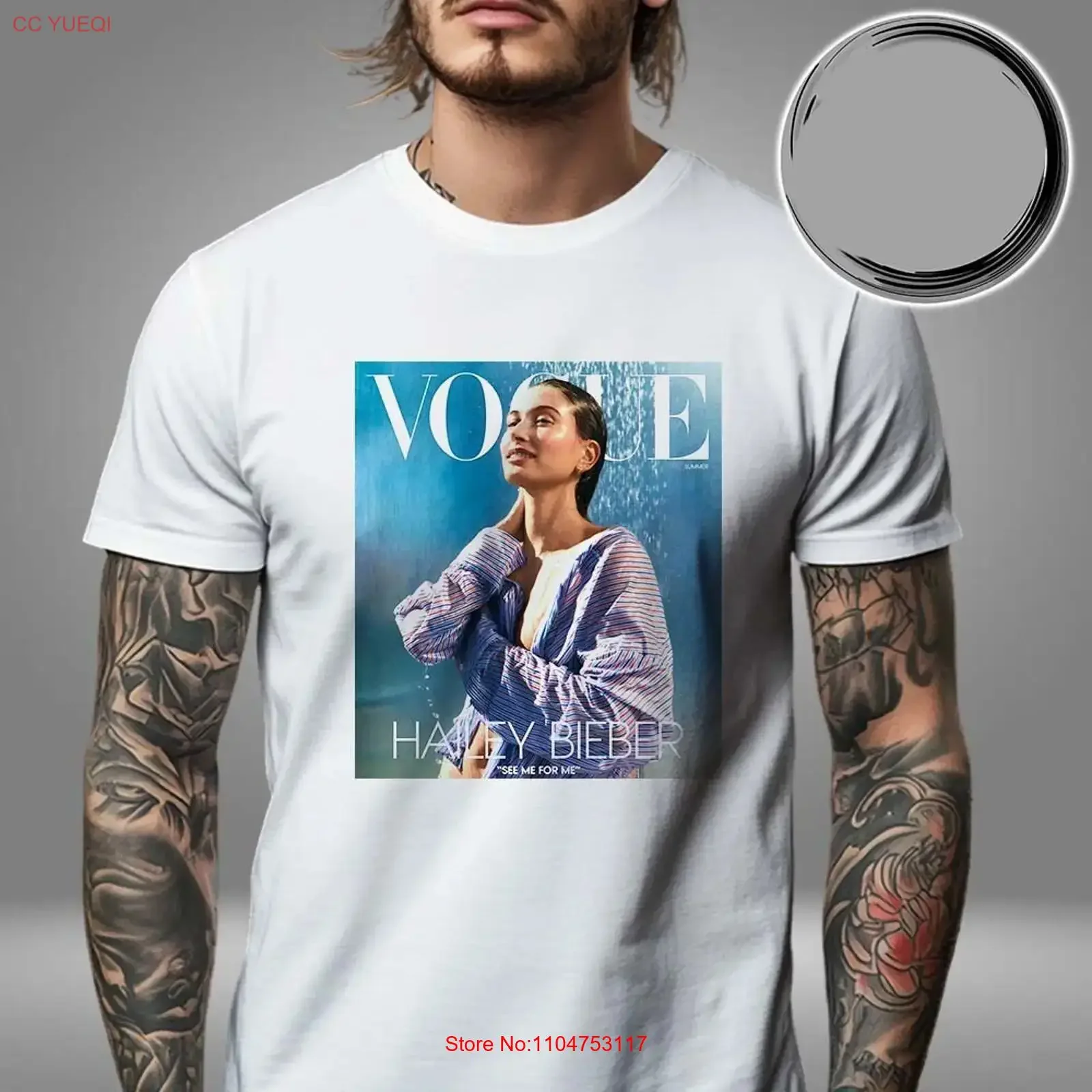 Hailey Bieber x V ogue Tribute Poster See Me For T Shirt All Size S 4X vintage Washed Top For Everyday Wear Slightly Unisex