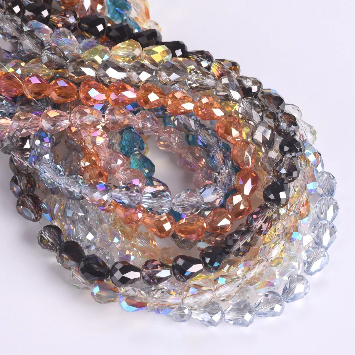 20pcs 9x8mm Teardrop Faceted Shiny Colorful Crystal Glass Loose Beads For Jewelry Making DIY Crafts Findings