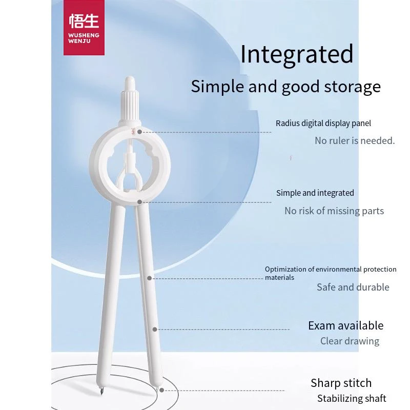 Wusheng Stylish Digital Click Compass - Creative All-in-One Pen-Style Drafting Set with Scale for Exams