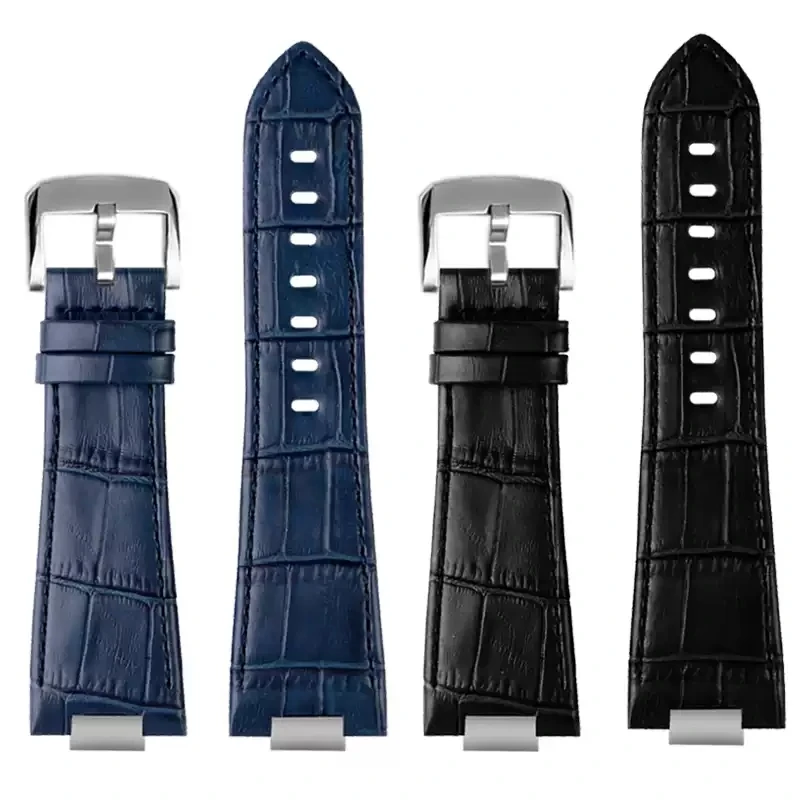 

New Genuine Leather Watchband with Steel End Link For Tissot PRX Series Watch Band T137.407/410 Super Player Strap Bracelet Blue