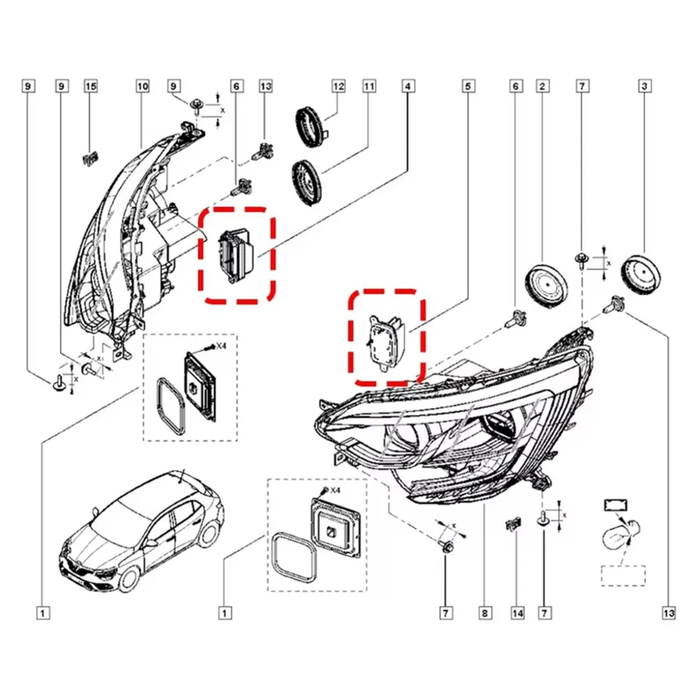 AEA7-LED DRL Daytime Running Light Control Module, Replacement 285753299R 285759447R For Renault Megane IV MK4 2016-2021