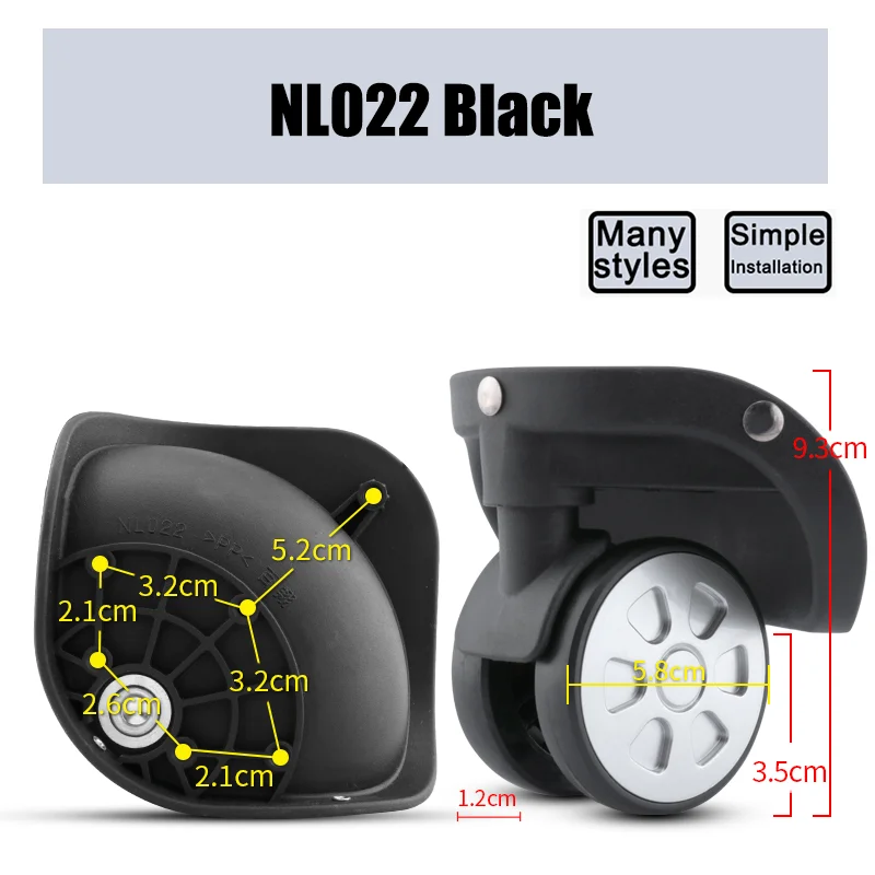 For Baixiang NL022 Universal Wheel Replacement Suitcase Smooth Silent Shock Absorbing Wheel Accessories Wheels Casters Repair