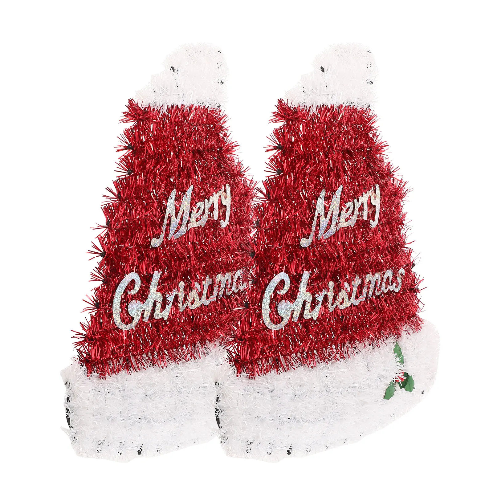 

2Pcs Xmas Hanging naments Plastic Santa Hat Decor for Christmas Tree Party Winter Themed Latte Decoration Gifts