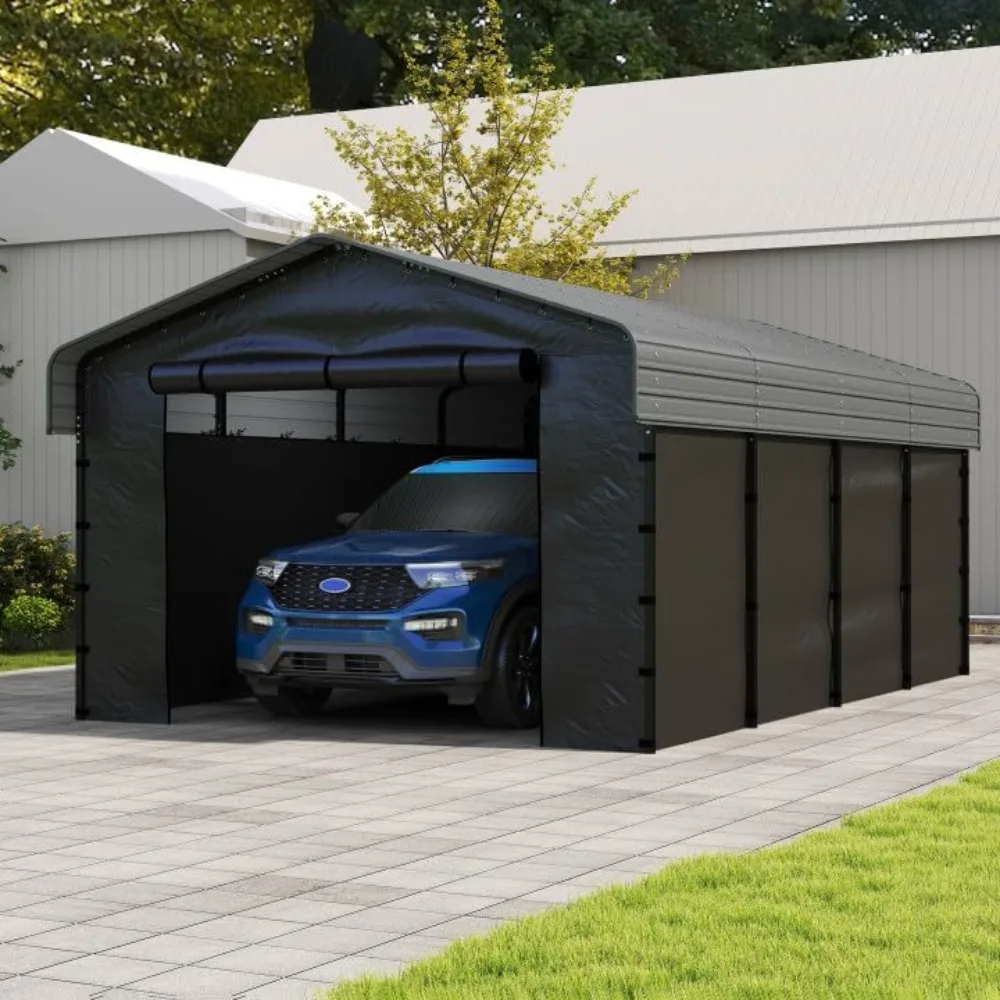 

Сверхмощный металлический карпорт размером 12 x 20 дюймов, абажур для укрытия для гаража на открытом воздухе с оцинкованной крышей и съемными боковыми стенками, сверхпрочный металлический каркас