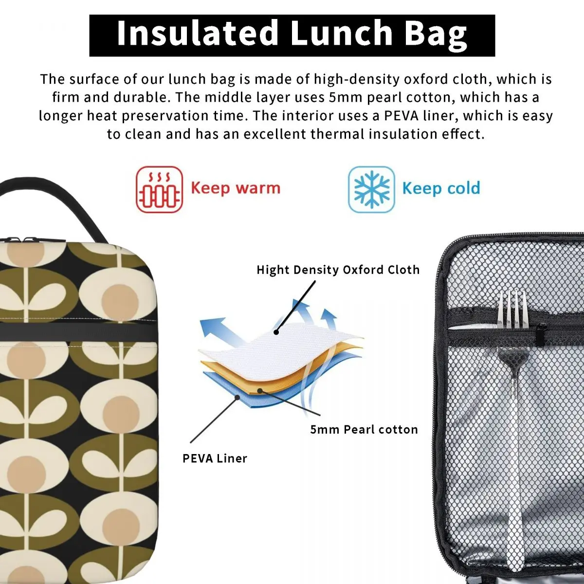 حقيبة غداء معزولة حراريًا من أورلا كيلي، حاوية غداء محمولة إسكندنافية للتخييم والسفر، صندوق طعام متعدد الوظائف #4