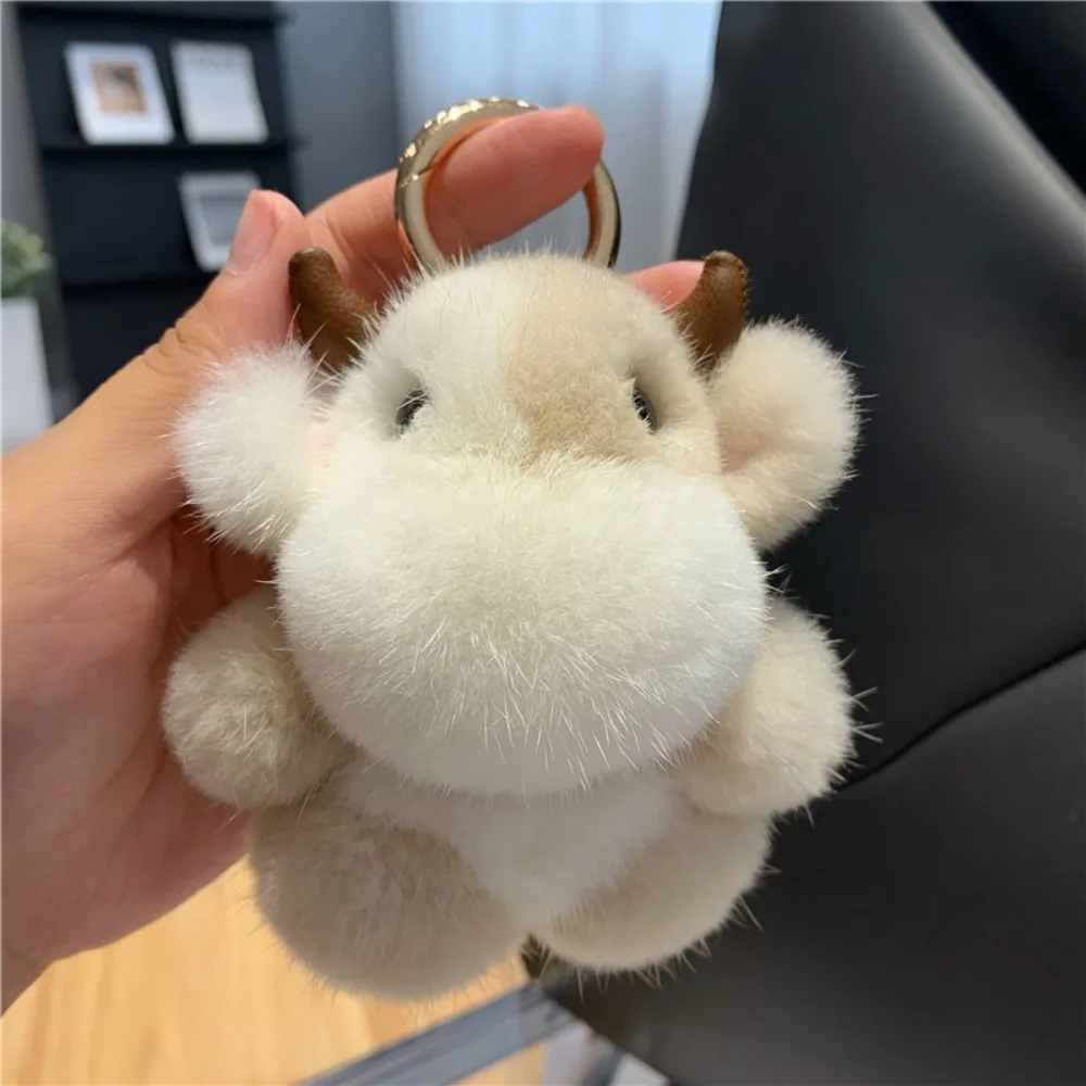 

Kawaii длинный гриф, плюшевый кулон в виде теленка с рогом, плюшевый брелок в виде коровы, сумка, декоративные украшения, милый брелок в виде животных для девочек