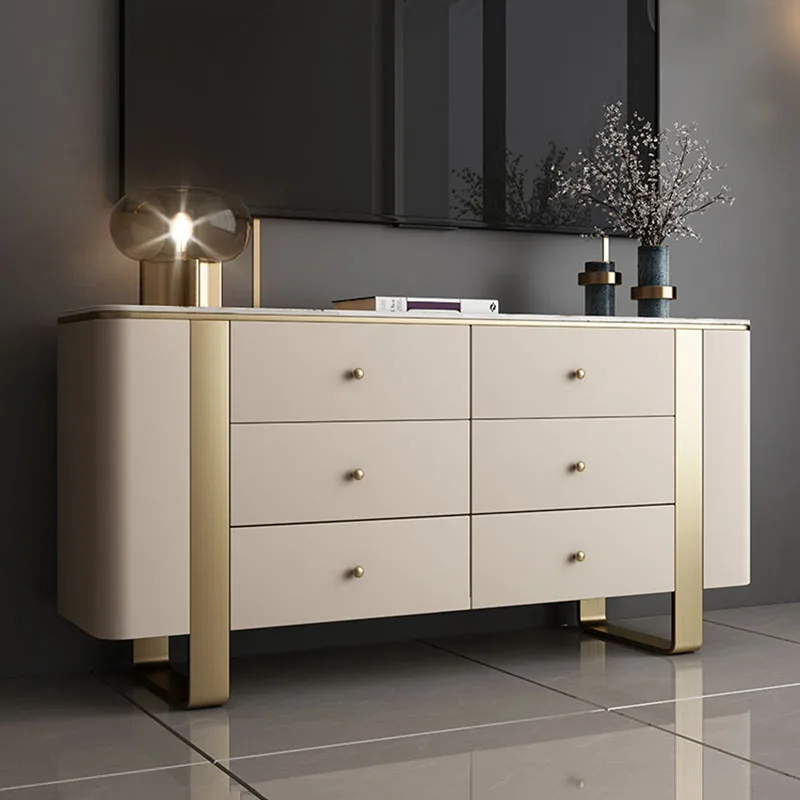 

Italian light luxury rock slab chest, secret cabinet, high foot, simple and modern size, high-end guest restaurant dining side