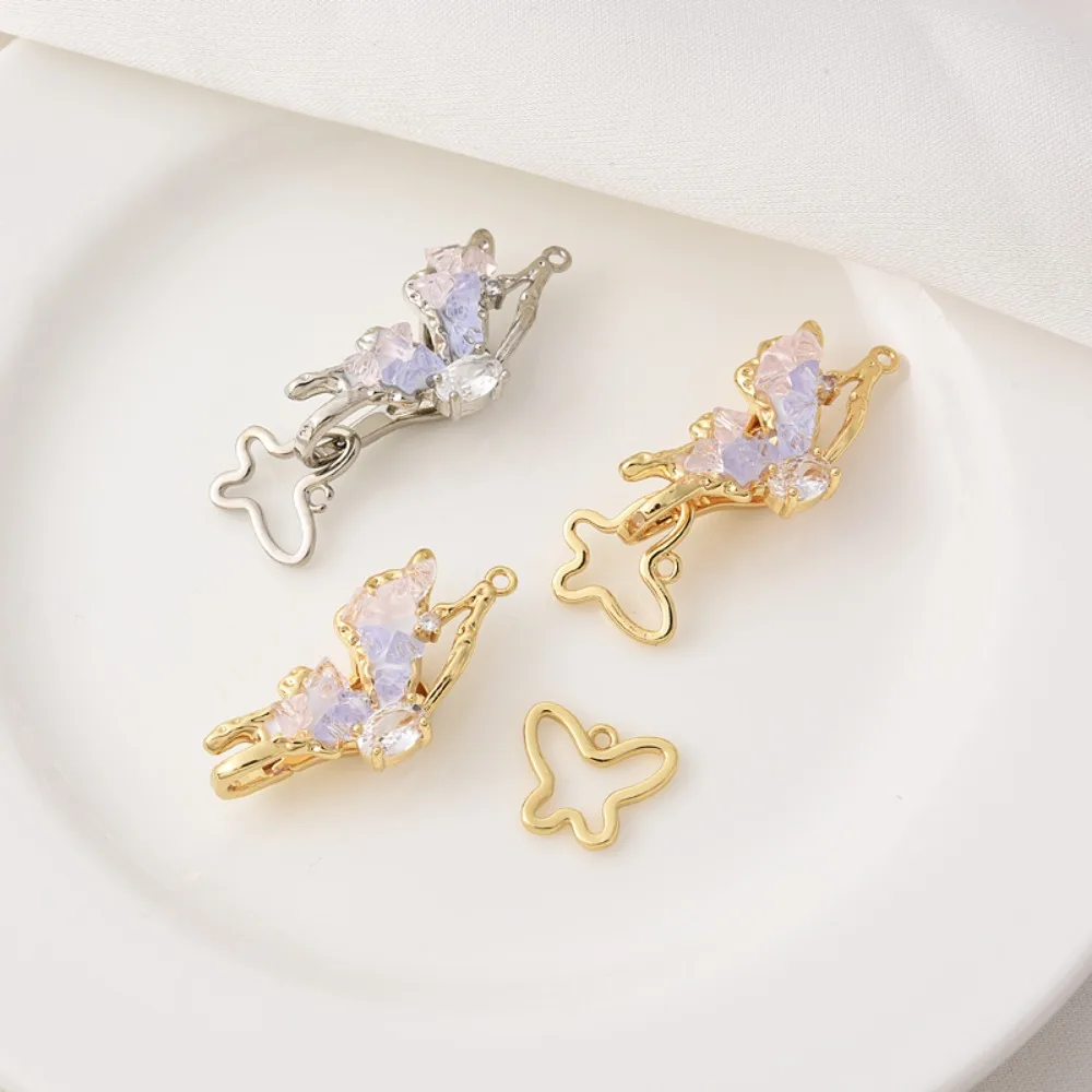 

Copper Plated 18K Gold Set with Zircon Column Crystal for The End Clasp, Diy Handmade Bracelet Necklace Spring Connection Clasp