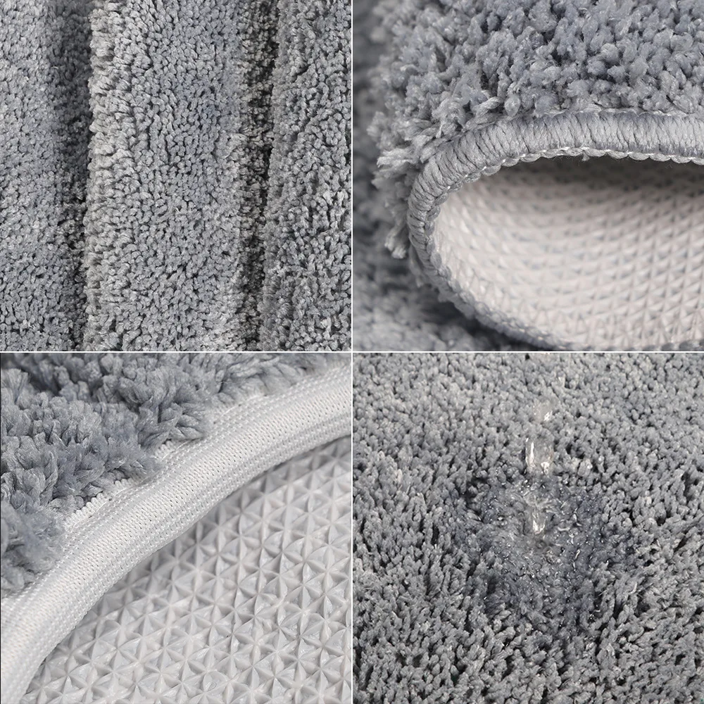 3 Pieces Toilet Three-Piece Non-Slip Mat Bathroom Absorbent Set Bathroom Toilet Carpet Bathroom Solid Color Microfiber Bath Rug