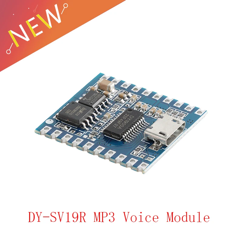 Voice Playback Module DY-SV19R MP3 Voice Module WAV Decoding 32Bit IO Trigger UART Control Storage Audio USB Download Flash