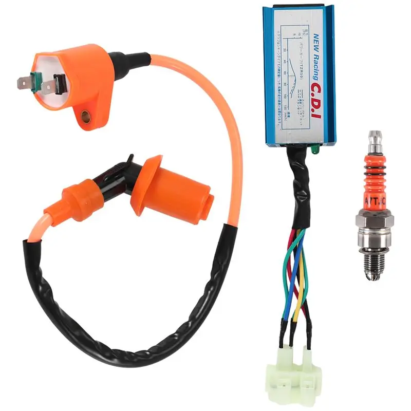 

ABXV-Racing Ignition Coil+Spark Plug+CDI Box For GY6 50Cc-150Cc 4-Stroke Engines ATV