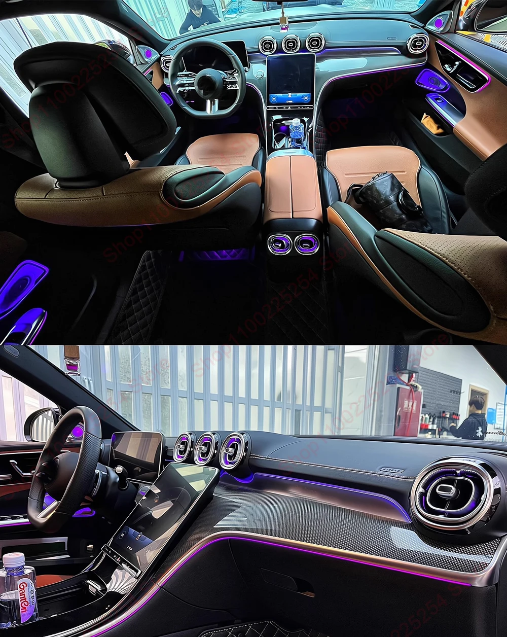 64 Colors Ambient Lighting For Mercedes-Benz W206 C-class 4D Rotating Tweeter Speaker Cover Car Active Ambient Saddle Light