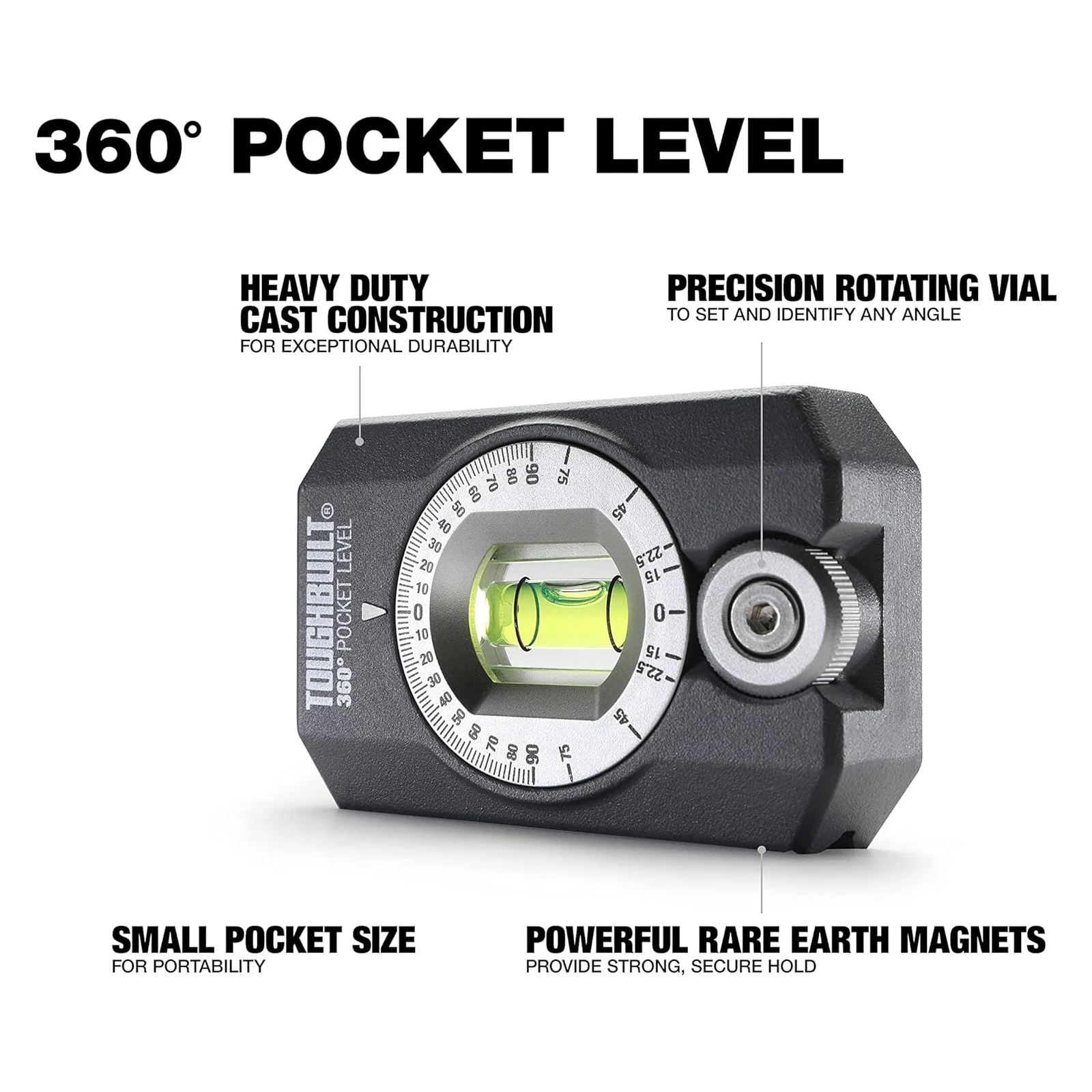 TOUGHBUILT TB-H2-L-4R 360 Degree Pocket Level Magnetic Level Power Tool Accessories