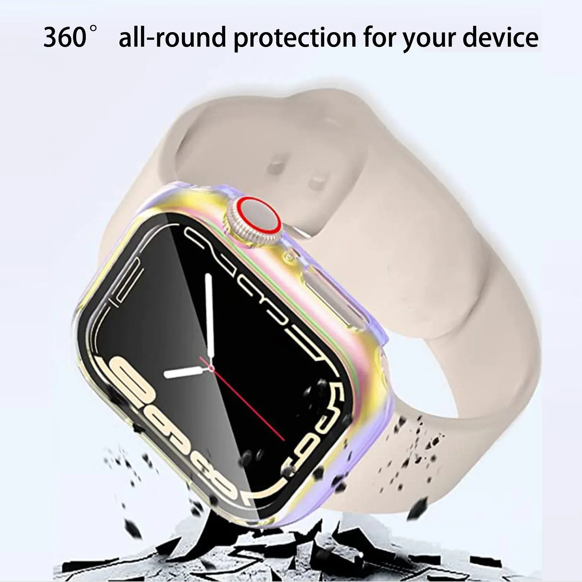 PC Colorful Watch Case Built-in Tempered Glass for Apple Watch 45mm 40mm 44mm 41mm IWatch Series 9 8 7 6 SE 5 Coverage Cover