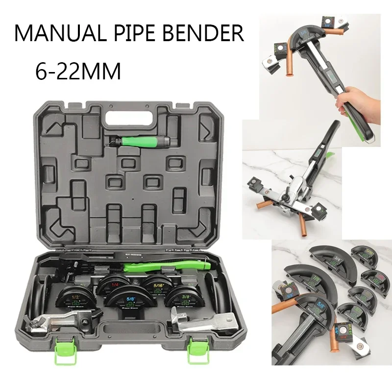 6-22MM Manual Pipe Bender Copper Copper and Aluminum Pipe Air Conditioning Tubing Bending Tool Set with 7 Dies