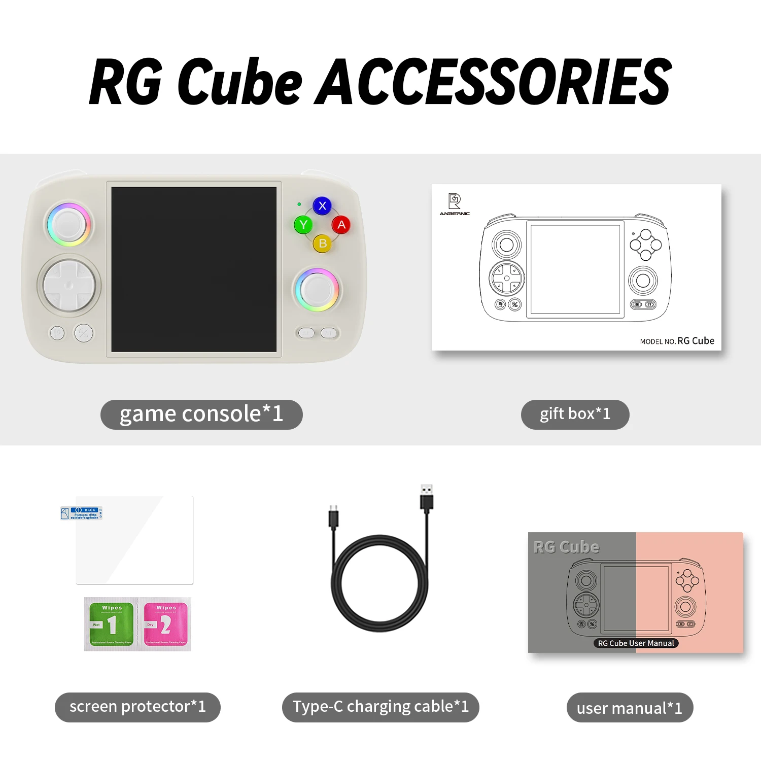ANBERNIC RG Cube Retro Game Console Handheld Game Player 8 + 128G Multi-Touchscreen Android 13 Systeem Video Game Console 5200mAh