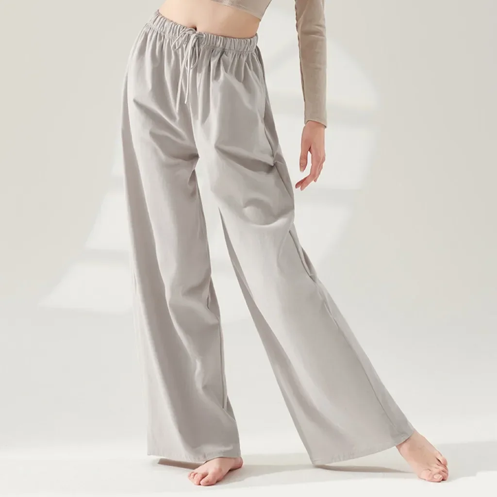 Übungshose, neue locker drapierte, gerade, hohe Taille, klassischer, moderner Tanz, Lehrer, lange Wolke, weites Bein