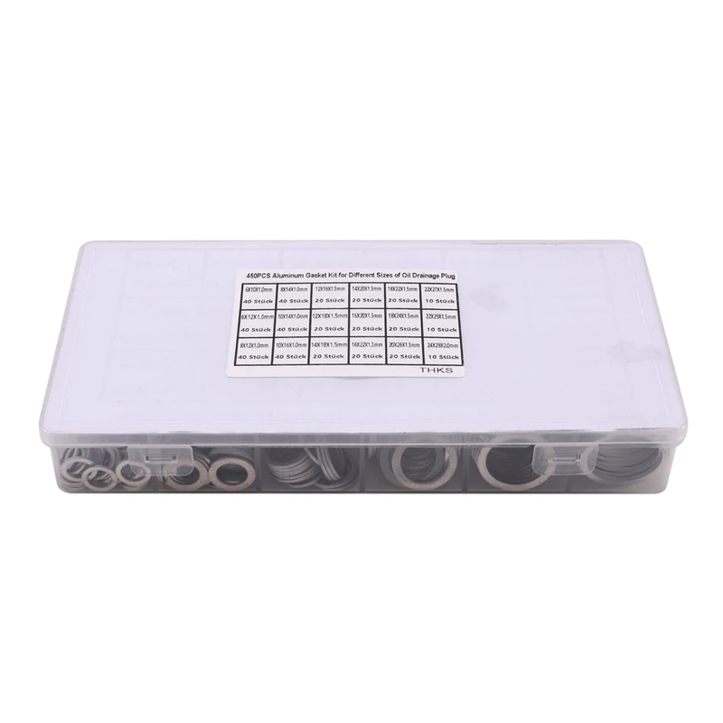 450 Pcs Washer Set Stainless Steel Washer Flat Washers Ring Plain Spring Washer Gaskets Assortment Kit