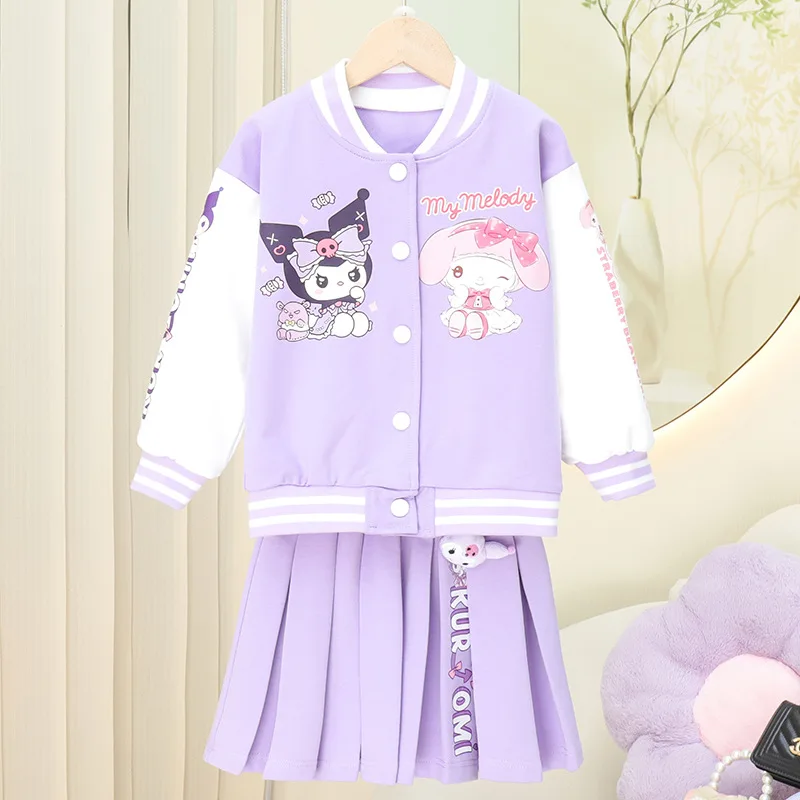 

Аниме Kuromi Melody Sanrios Kawaii Girl Jk Униформа Рубашка Плиссированная Юбка Комплект Хлопковые Детские Куртки с героями мультфильмов Пальто Новые модные подарки