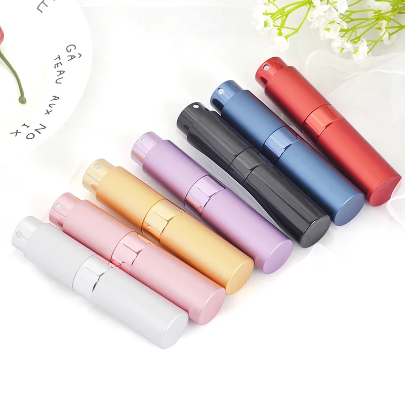 1 قطعة + 2 ملحقات زجاجة عطر ألومنيوم معدنية 8 مل مع زجاجة رذاذ واحدة، قمع واحد، موزع إلهي.