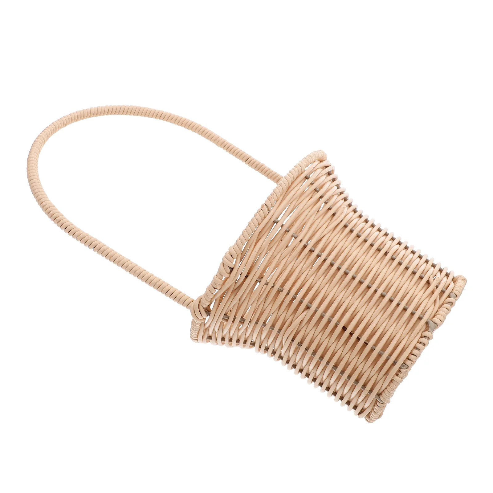 

Imitation Rattan Flower Girl Basket With Handle Lightweight Wedding Candy Basket For Bride Bridesmaids Garden Beach Ceremony