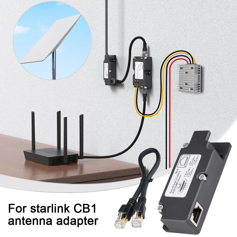 

For Starlink V2 Dishy Cable To Rj45 Adapter Plug And Aluminum Alloy Antenna Converter For Starlink V2 A5s4