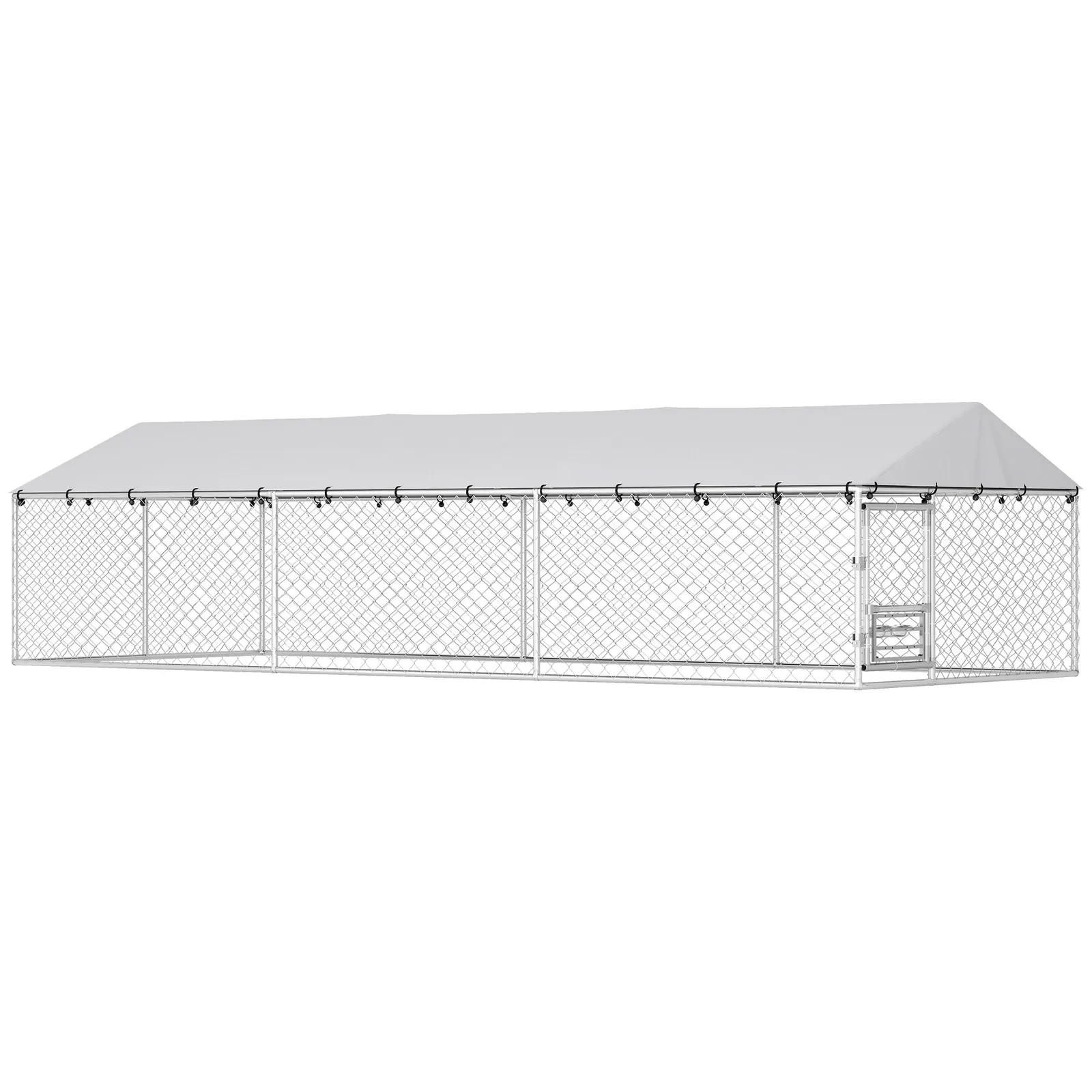 Dog Kennel Outdoor with Cover & Adjustable Bowls, 20 x 7.5 x 5ft