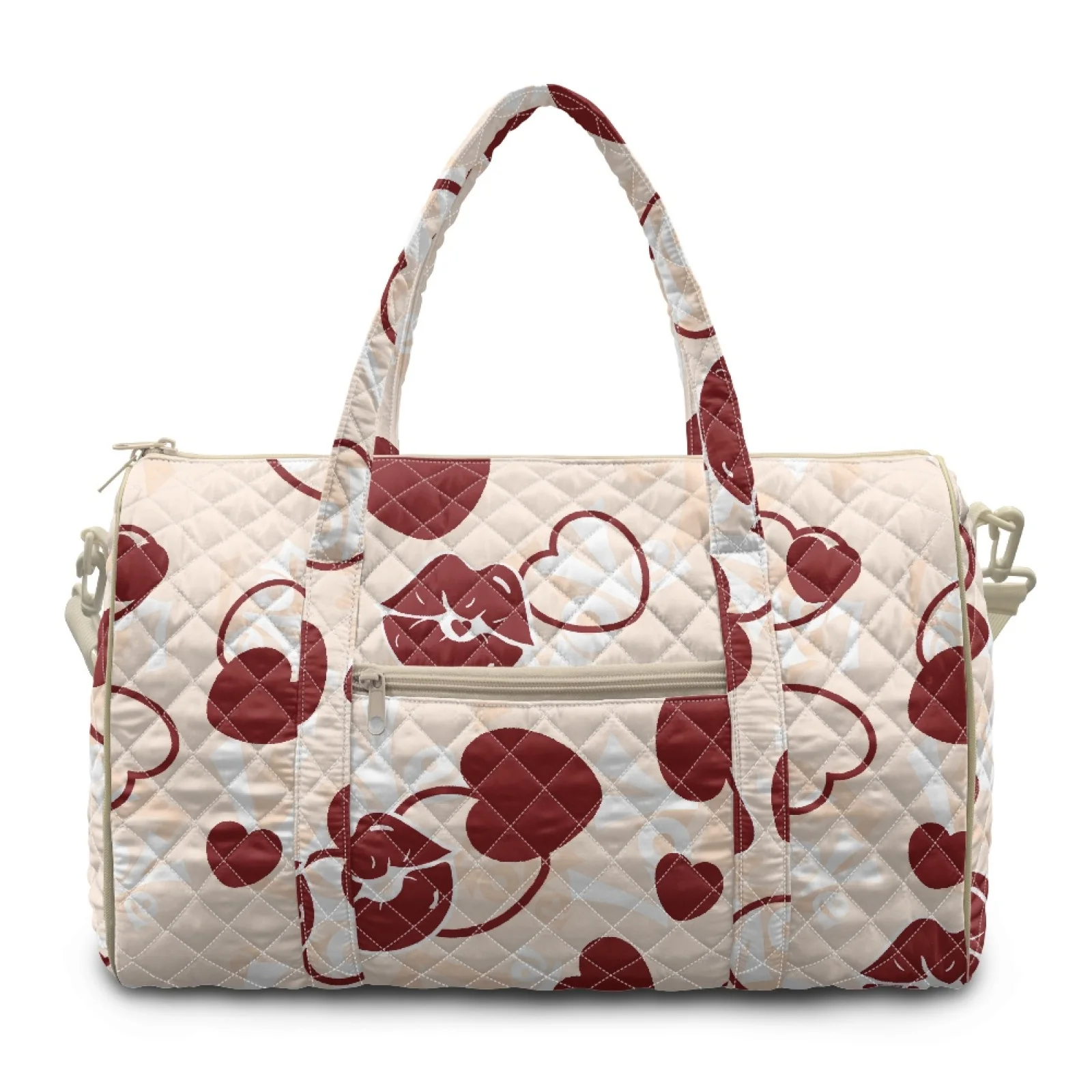 Coloranimal Red Heart Kiss Print New Trend Zippered Carry On Tote for College Student Polyester Travel Bag