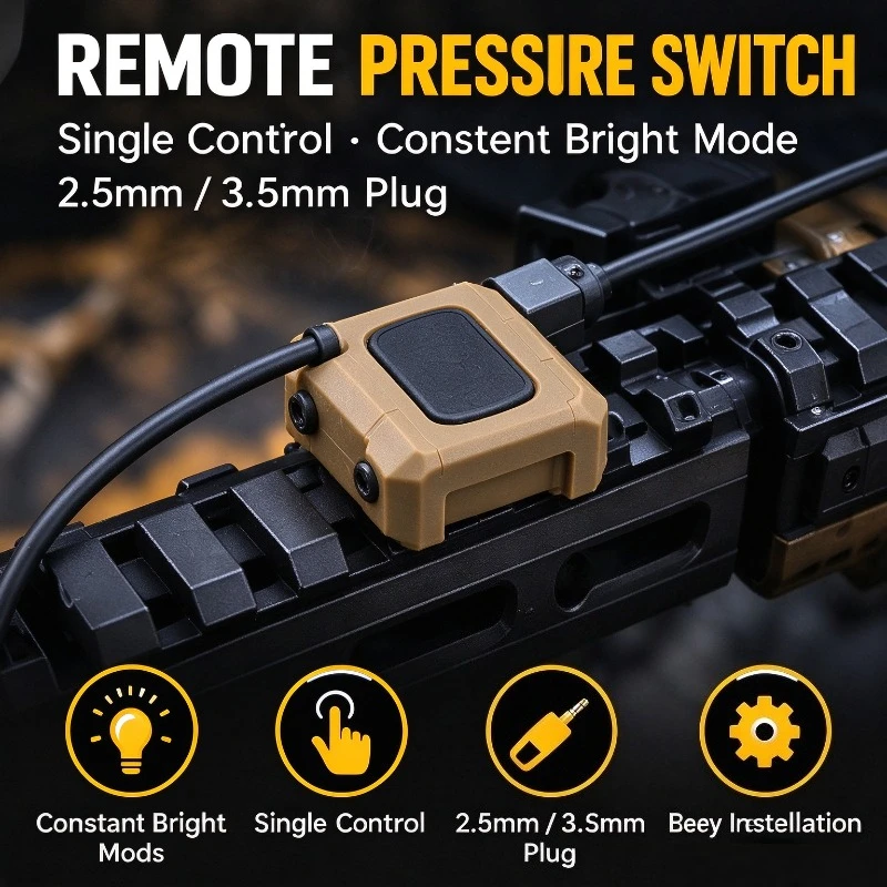 2.5mm 3.5mm Remote Pressure Switch, Single Control Cable Switch with Constant Bright Mode, Toy Model Upgrade Parts