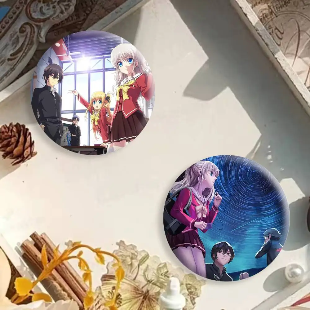 Anime Charlotte Badges Creative Tinplate Button PinsBrooch Badge Clothes Backpack