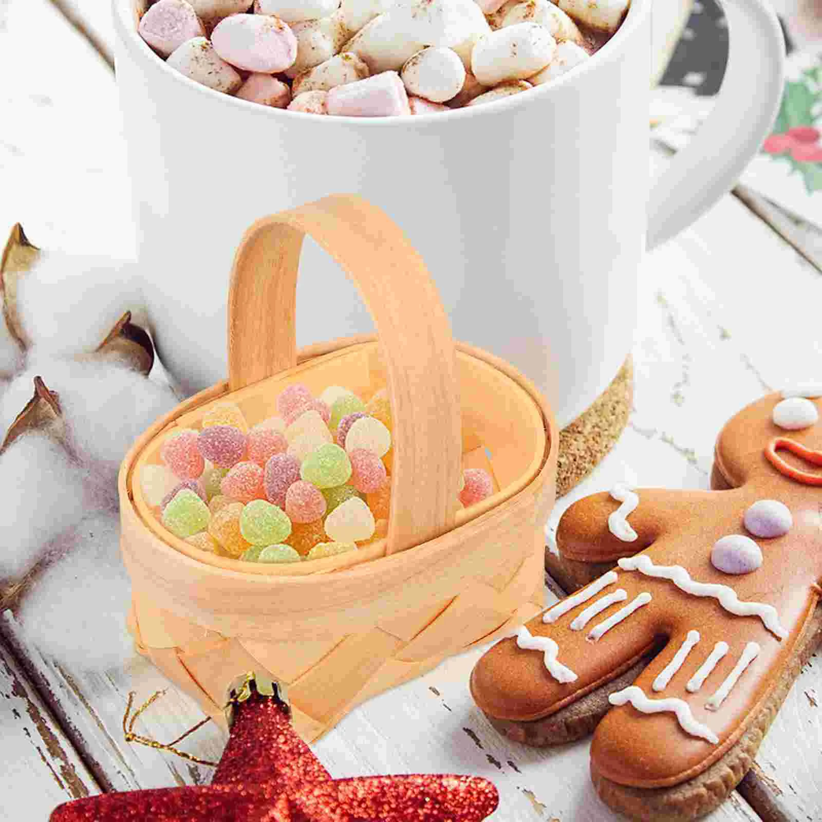 20 Pcs Wood Chip Candy Hamper Mini Basket Fruit Flower Girl Wicker Holder Small Woven Baskets Chocolate Gift Wooden Child