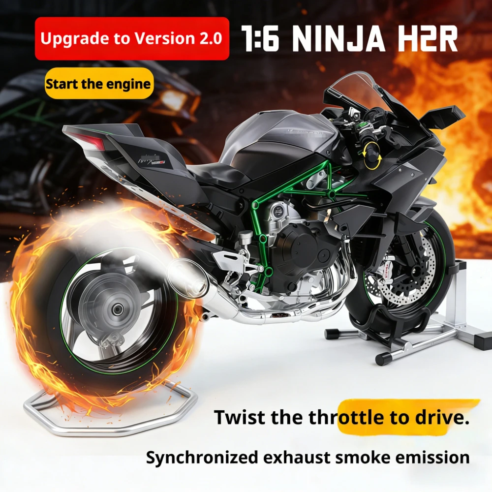 For Kawasaki H2R1: 6 spray alloy metal motorcycle model Outstanding appearance with exquisite design,Extremely long battery life