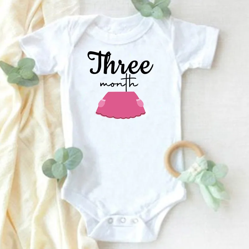 Monthly Milestone Baby Grow Bodysuit  Girls 1-12 Months Baby Shower Gift Month Pictures Monthly Jumpsuit Clothes Infant Romper