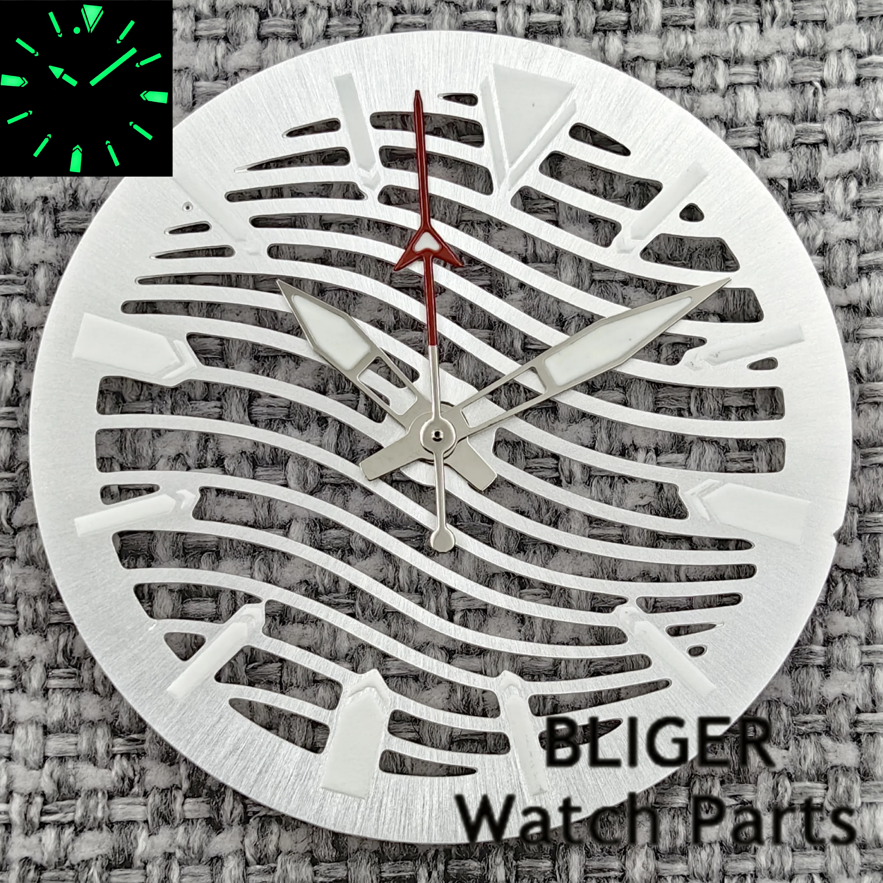 BLIGER New 2025 Men Hollow-out Watch Dial And Skeleton Hands Fit 29mm Silver Dial C3 Green Luminous Fit NH70 NH72