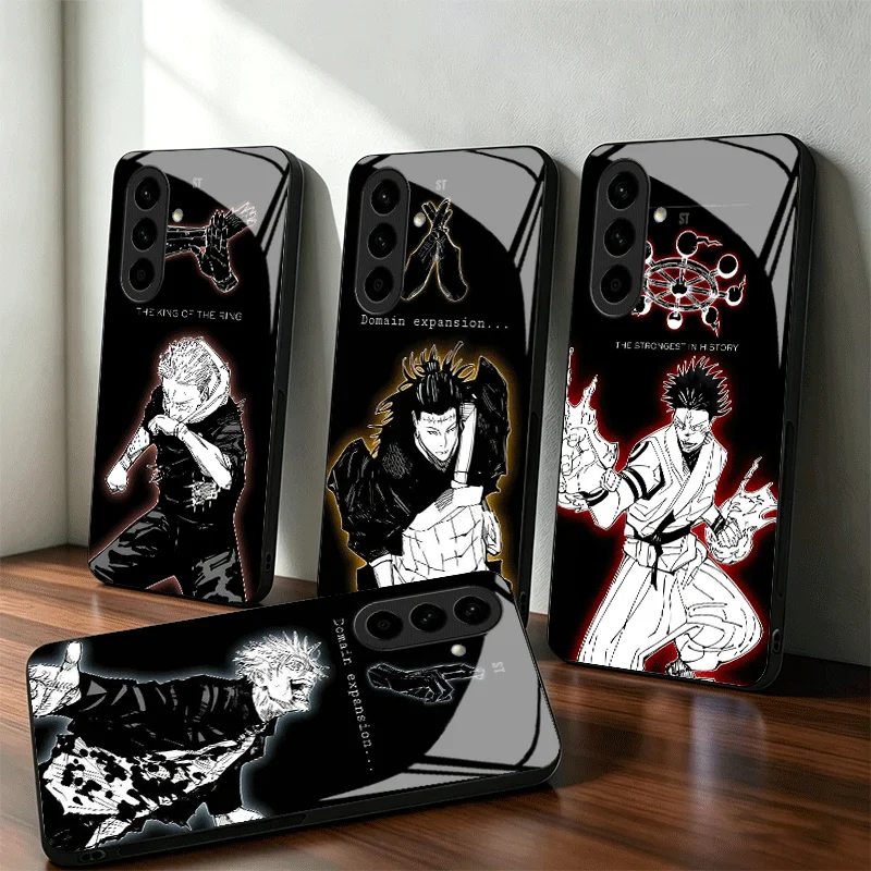 JUJUSU Anime Character Art Glass Phone Case for Samsung A17 A16 A15 A14 A13 A57 A56 A55 A54 A53 A37 A36 A35 A34 A33 A27 A26 A25