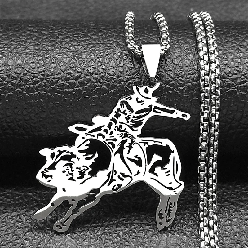 Hip Hop Matador Pendant Necklace for Women Men Stainless Steel Gold/Silver/Black Color Animal Bull Necklaces Male Chain Jewelry