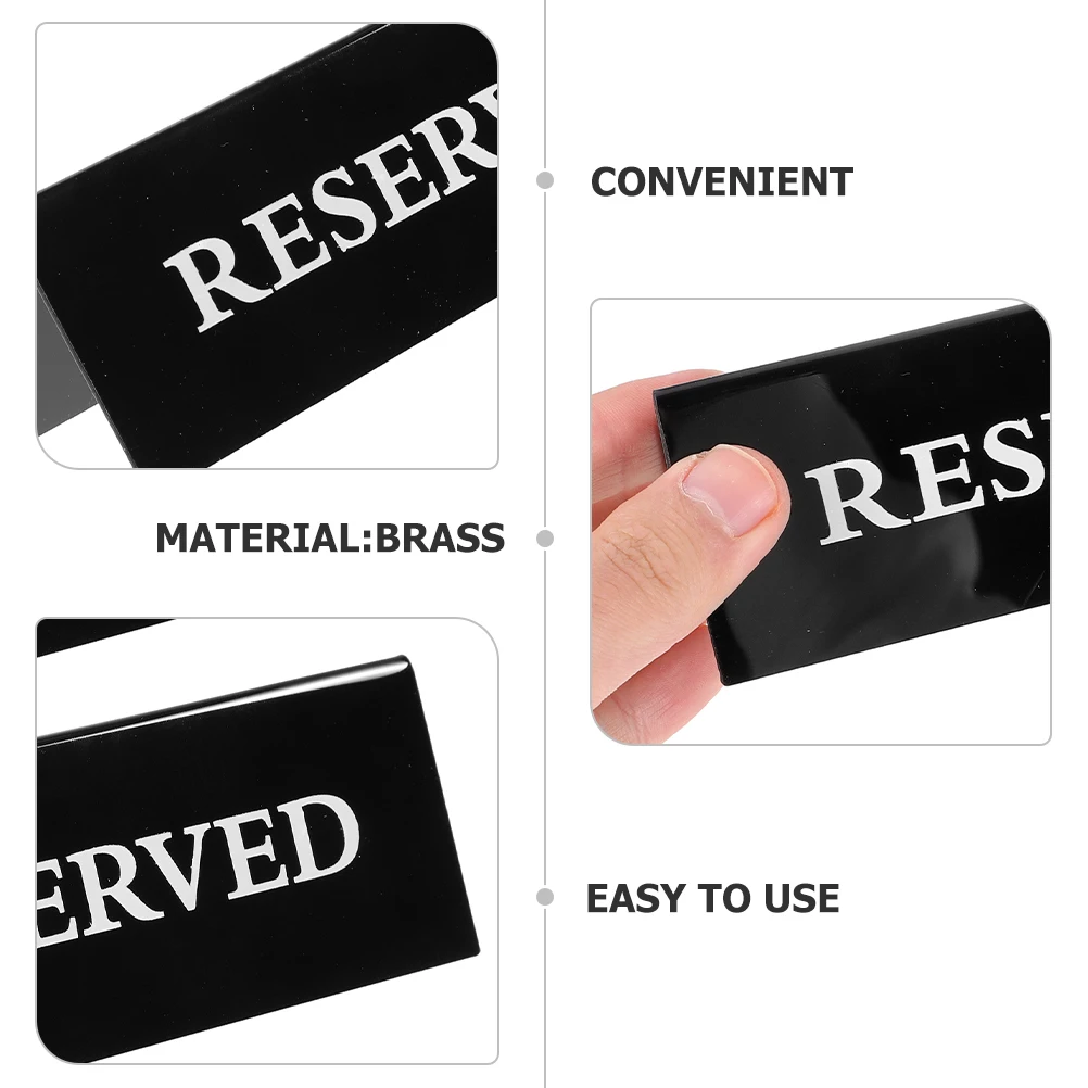 

2Pcs Acrylic Table Card Sign 20x7cm Black Background Restaurant Reserved Seat Multi Function Reusable Table Sign
