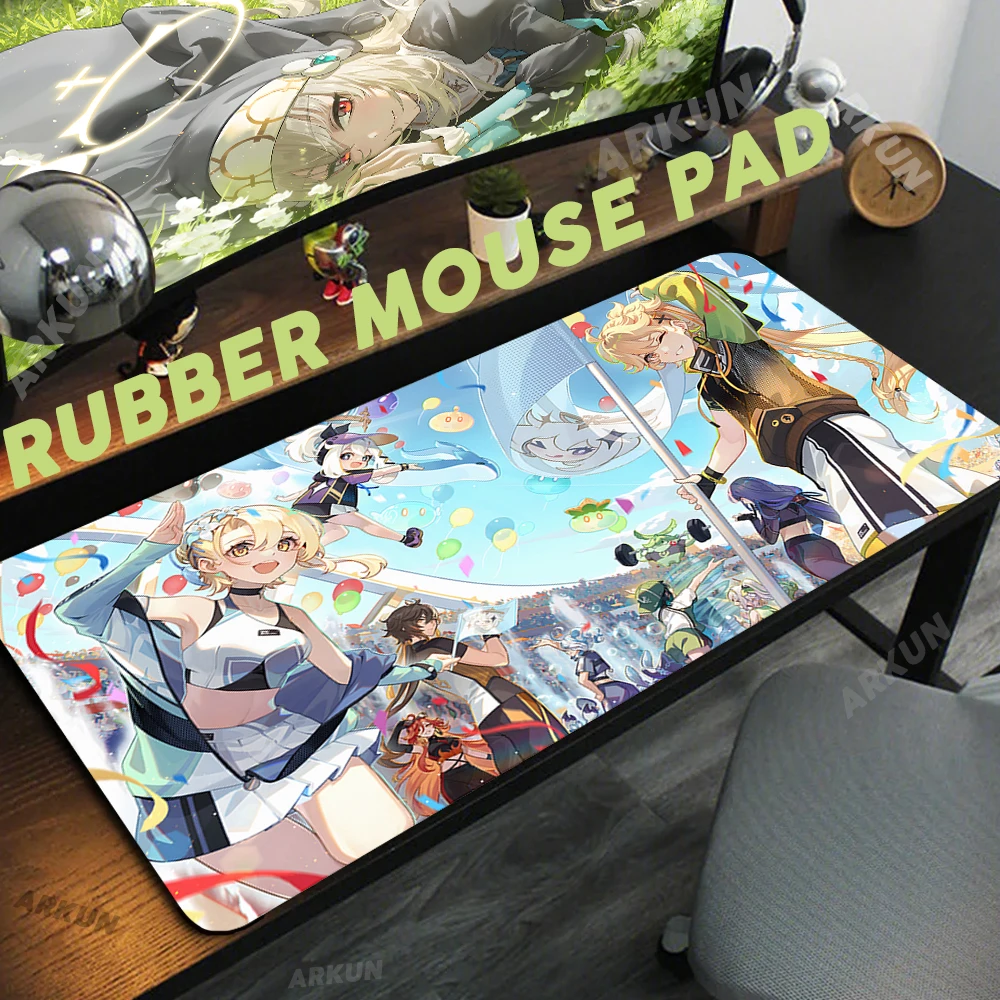 Large Kawaii Cute Girl Lumine Pretty Furina Paimon Popular Genshin Impact Gaming Mouse Pad XXL Computer 900x400 Mouse Table Rug