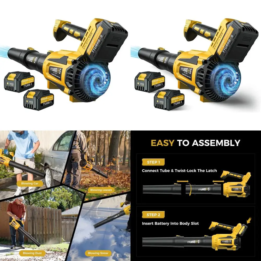 

Аккумуляторная воздуходувка для листьев 650CFM с 6 скоростями, бесщеточным двигателем, эргономичной ручкой, 2 аккумуляторами емкостью 5,0 Ач, быстрое зарядное устройство для газона, двора и