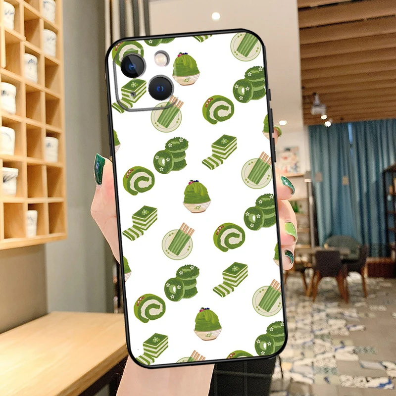 Matcha Cake Phone Case For iPhone 11 12 13 14 15 16 Pro Max mini Back Cover For iPhone XR X XS Max Plus