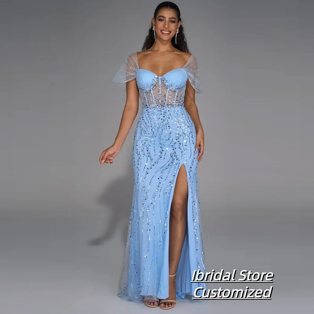 

Customized Sequins Evening Dresses فساتين سهرة Prom Dresses Vestidos De Festa Women Evening Dress Mermaid