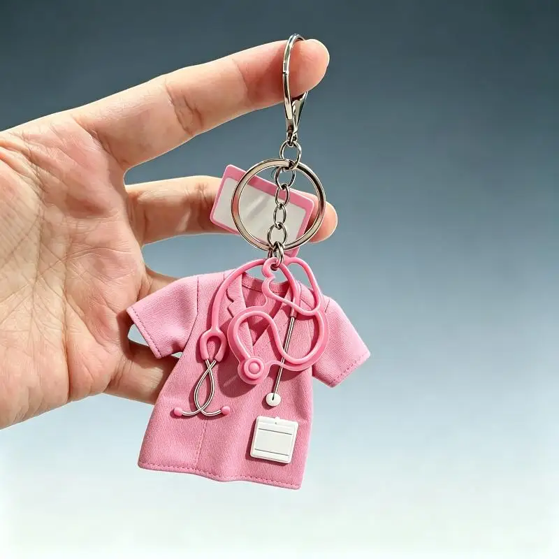 Schlüsselanhänger mit Stethoskop-Design, 2D-Flachdesign, Deko-Geschenk für Krankenschwestern, Ärzte und Personal, Alltags-Ornament – Detail 9