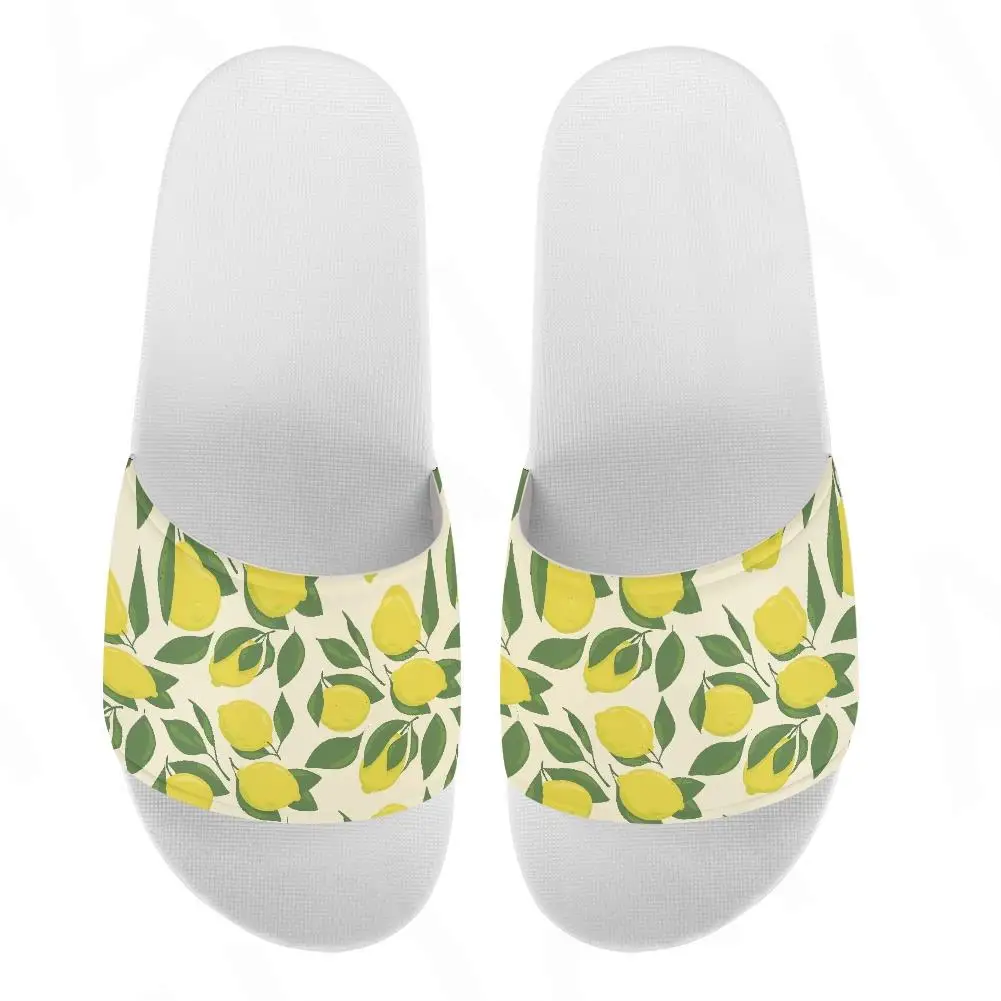 Zapatillas de casa antideslizantes para mujer, zapatos planos de playa, chanclas de marca, diseño de limón