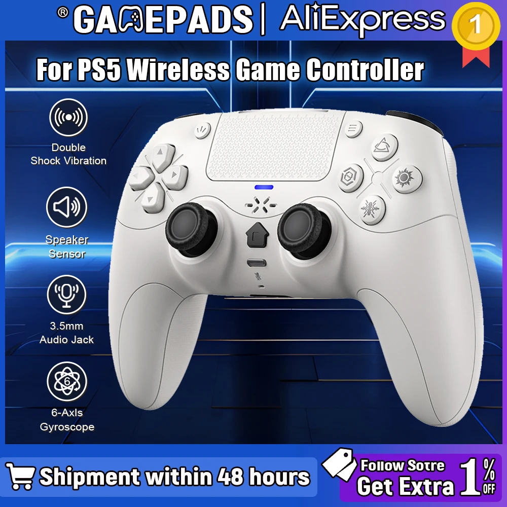 

Controller For PS5/Playstation 5/PC/Steam External mic Game Joystick Dual Vibration Marco/Turbo Hall Effect Wireless Gamepads